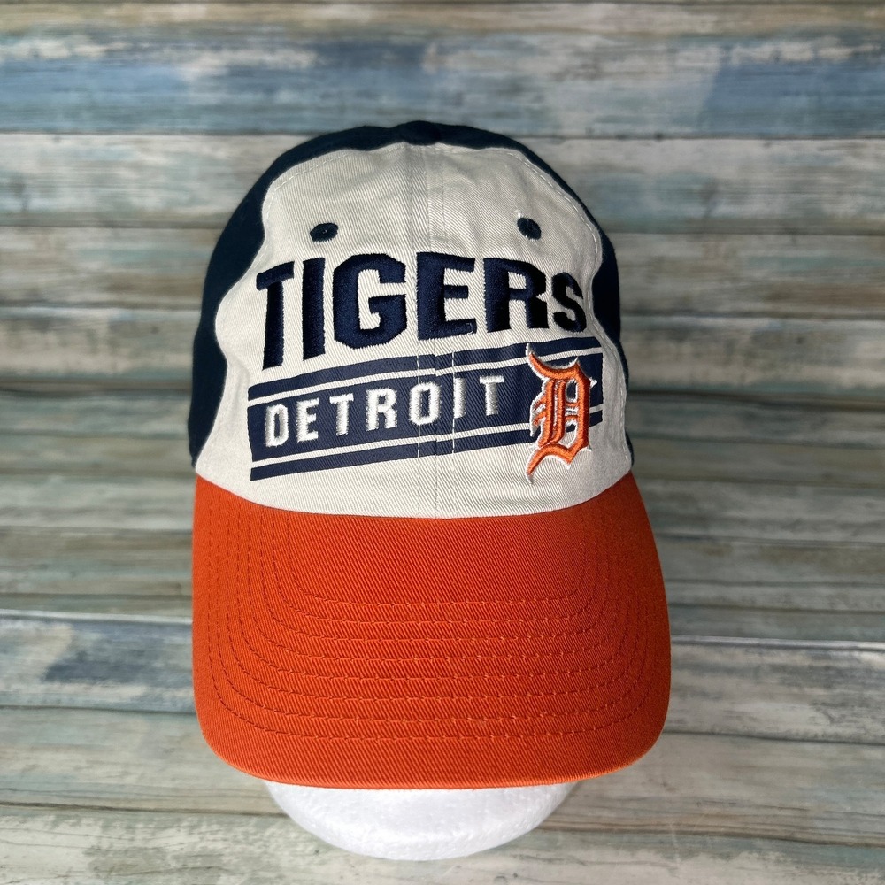 Detroit Tigers Fan Favorite Hat Cap Strap Back Adult One Size Blue Logo Orange